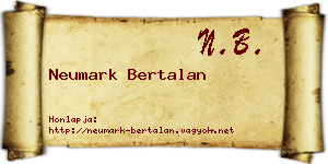 Neumark Bertalan névjegykártya